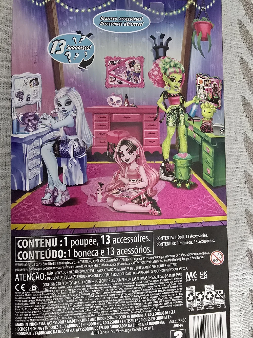 Monster High Self-Scare Secrets Abbey Bominable Fashion Doll with 13 Accessories